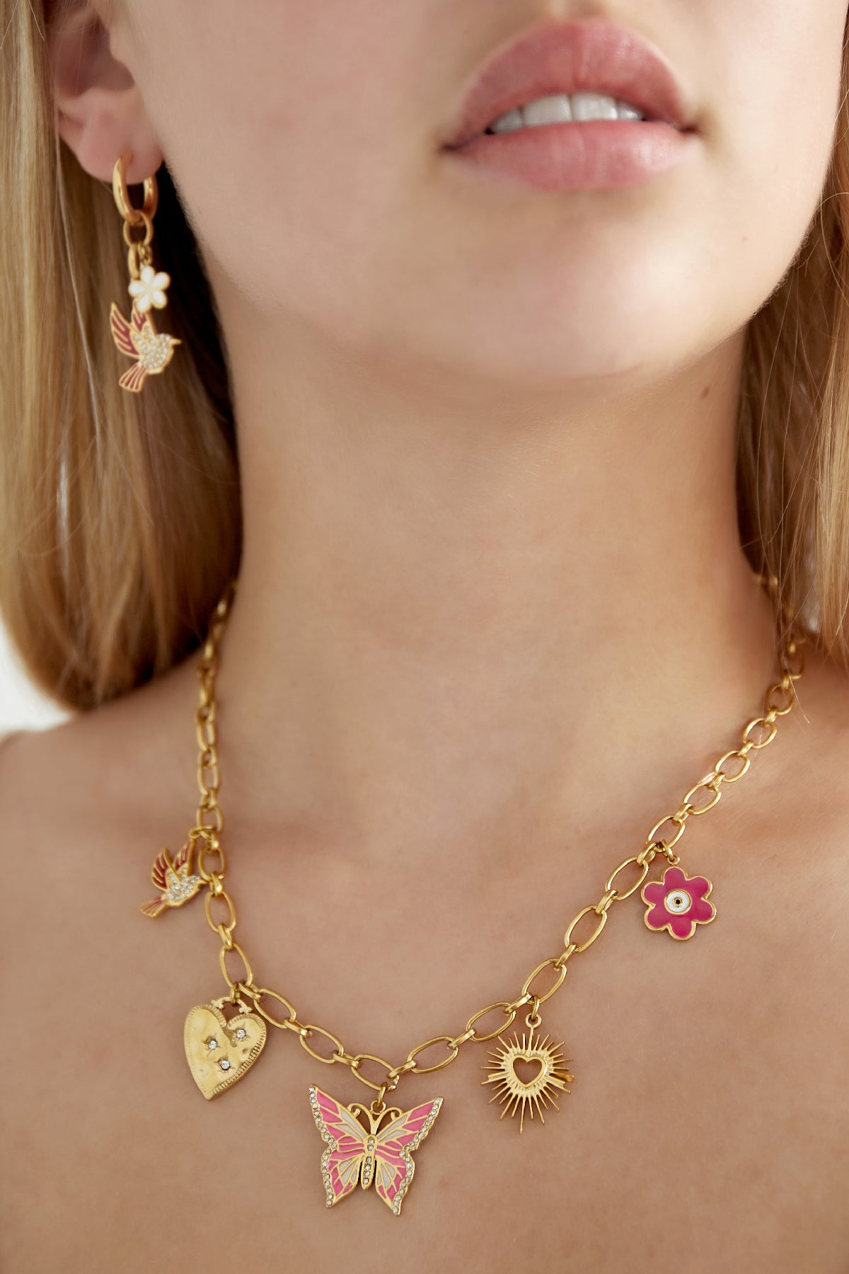 Bedelketting nature calls - Goud/roze