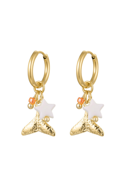 Oorbellen white star - Goud